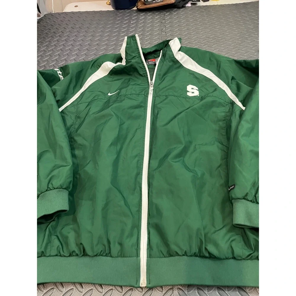 Nike Jacket Mens Large Green Michigan State Spartans Clima-Fit Full Zip Track